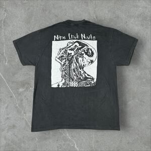 Vintage Nine Inch Nails 1995 Size XL Single Stitch Reprint NIN Black Band Shirt